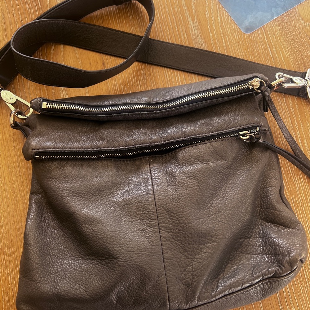Margot gray Leather Crossbody Bag